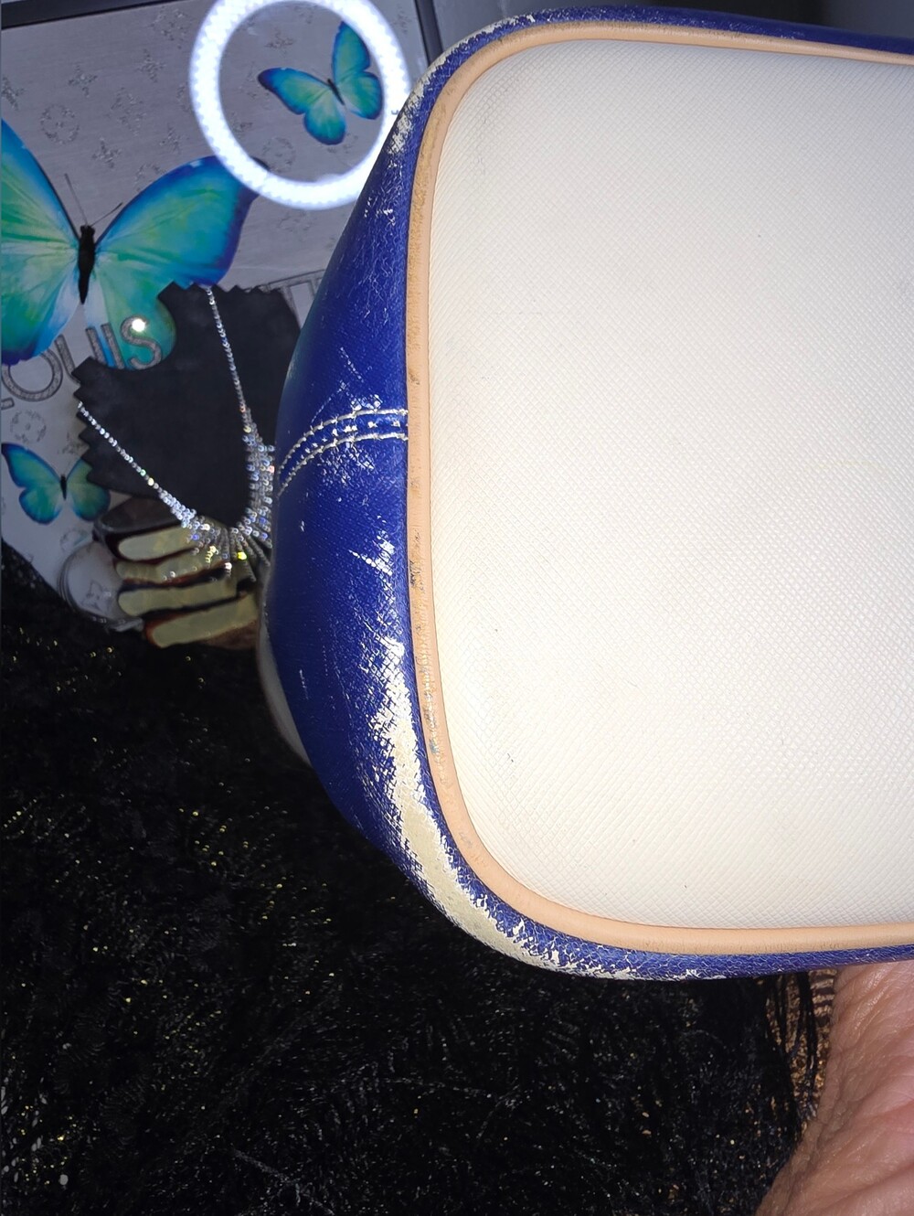 Coach Gradient Tote F30561 Ombre Blue and White Tote Bag with Tan Trim - Picture 11 of 16